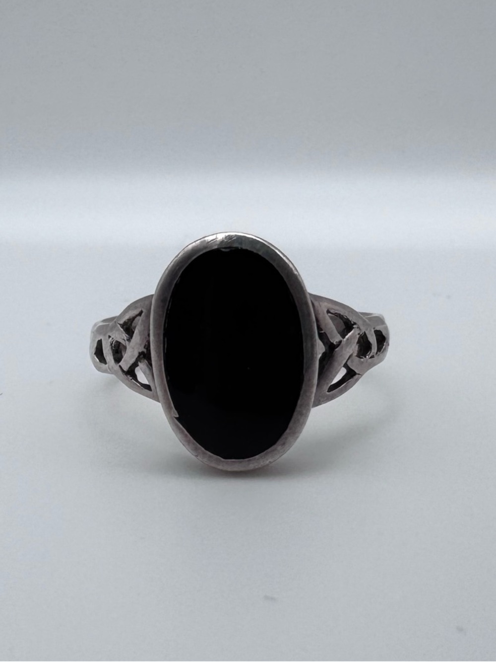 Sterling Silver 925 Oval Black Onyx Inlay Gemstone Ring Size 8.25 - Picture 4 of 7